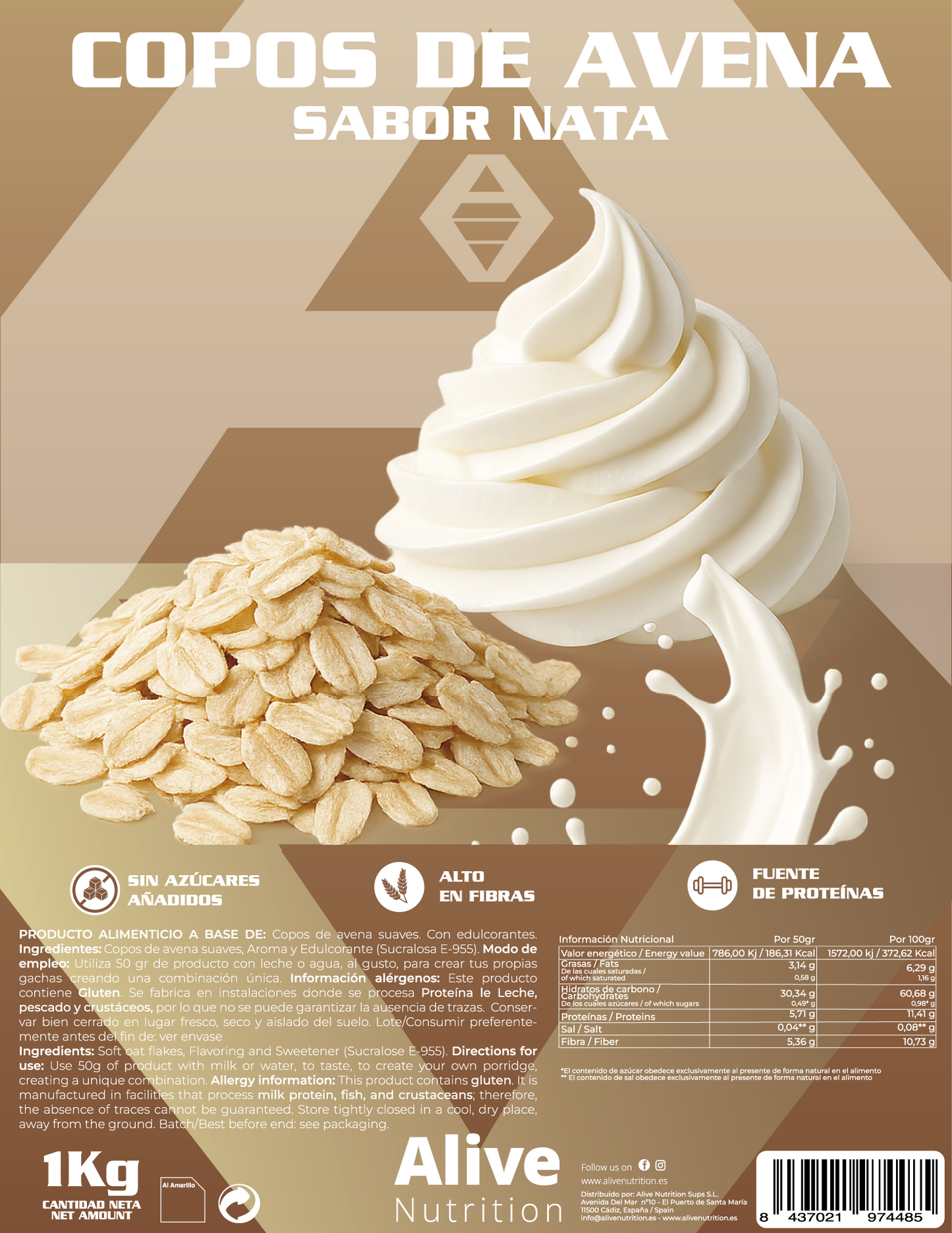 Copos de Avena sabor Nata